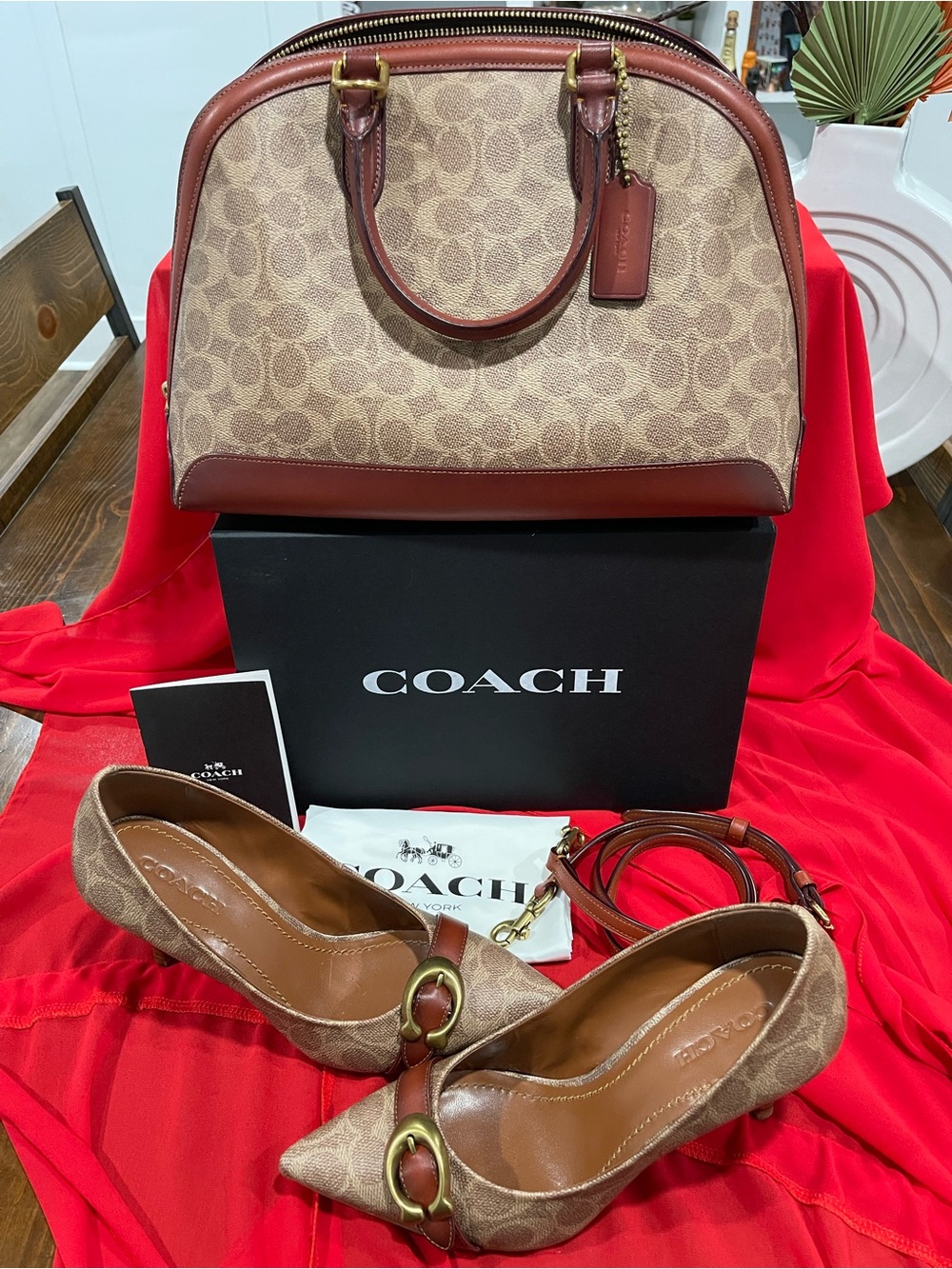 COACH Signature Dome Satchel + Matching Coach Signature Heels Brand new NWT